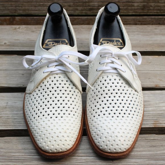 Vintage the Hartt Shoe White Perforated Leather Derby, Men's 9 D, Made in Canada - Picture 3 of 13
